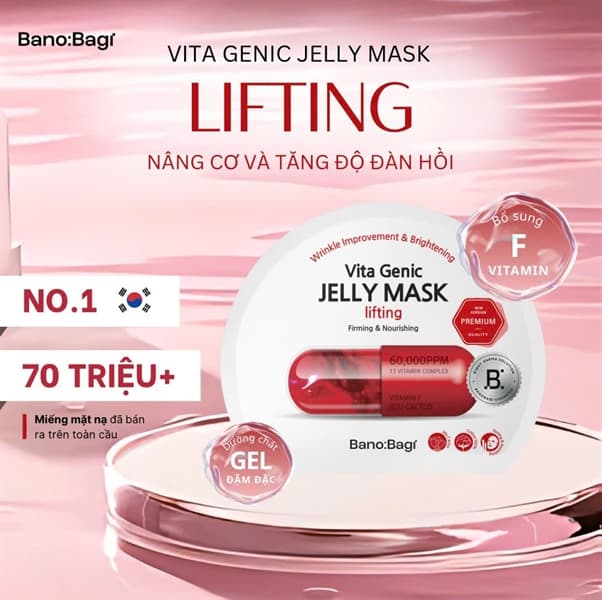Mặt Nạ Banobagi Vita Genic Jelly Lifting – Đỏ : Hỗ trợ nâng cơ, làm chậm lão hóa